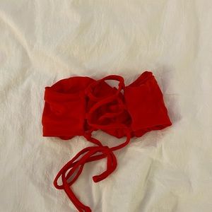 Red strapless bikini top